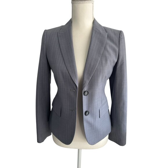 BANANA REPUBLIC Gray Pinstriped Blazer Jacket Size 2P - Picture 3 of 7